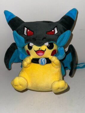 Pokemon Center 2018 - Mega Charizard X Cape Pikachu Poke Plush 7"